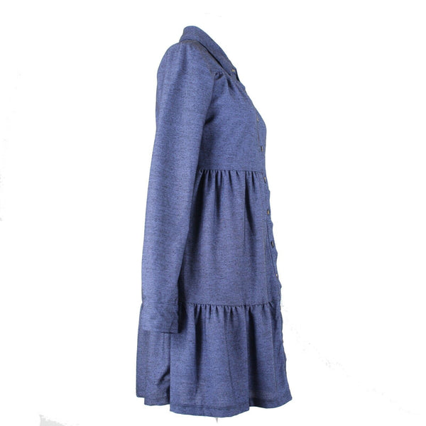 Ultra Flirt NEW $39 Sz M Blue Black Knit Roll Tab Button Up Poly Shirt Dress