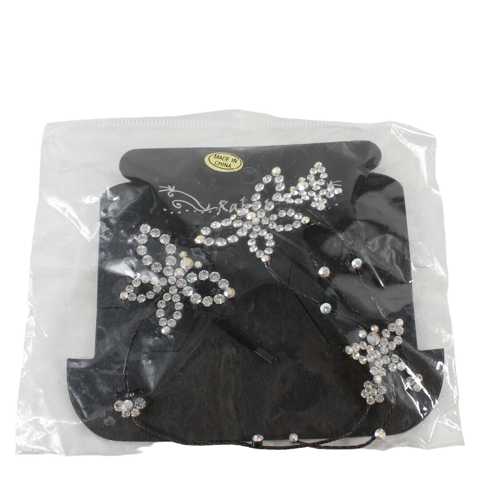 Rabella NEW $67 Black Multi Rhinestone Butterfly Flowers Hair Clip