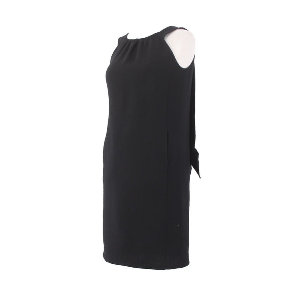 Oscar De La Renta Dress Sz 0 Black Bow Details Side Zip 100% Wool Dress