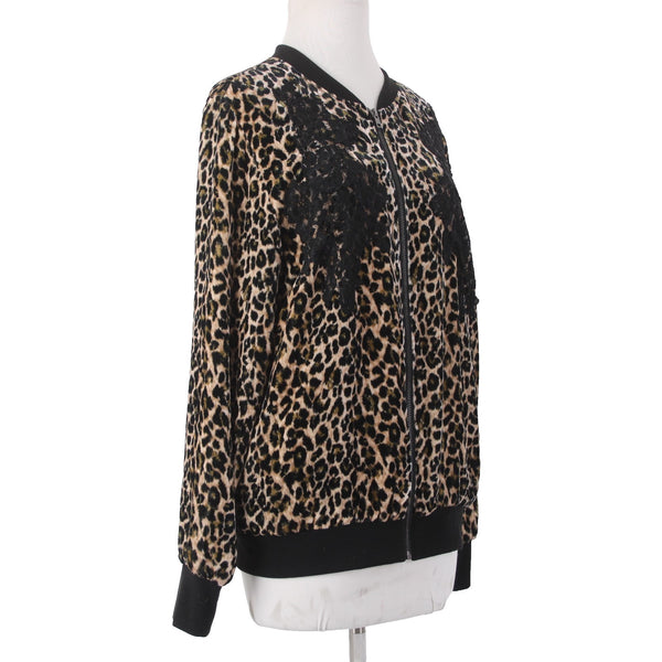 Gold Hawk Jacket Sz M Black Brown Animal Print Velour Rayon Silk Jacket