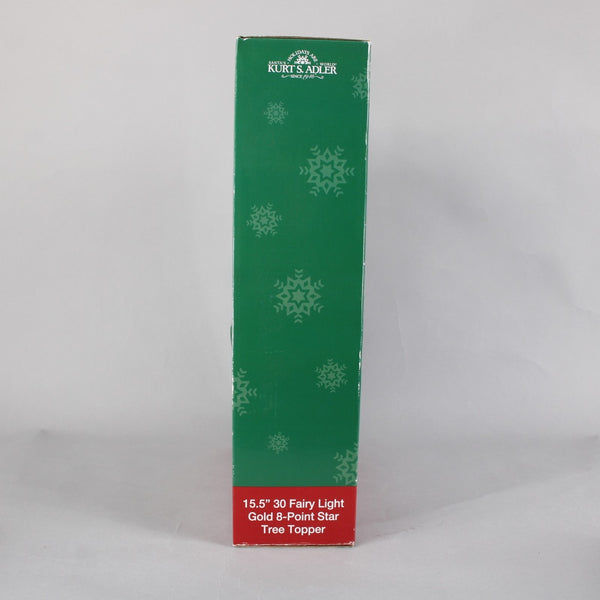 Kurt S Adler Tree Topper 30 Fairy Light Gold 8 Point Star 15.5" Tree Topper