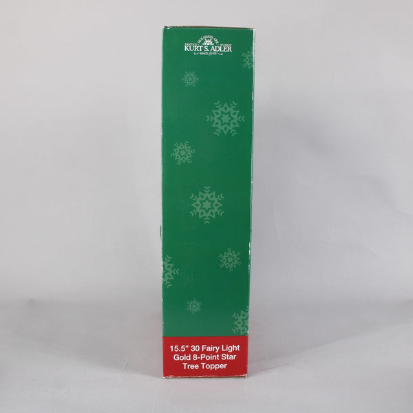 Kurt S Adler Tree Topper 30 Fairy Light Gold 8 Point Star 15.5" Tree Topper
