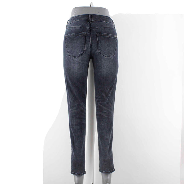 White Black The Skinny Ankle Sz 0 x 28 Black Faded Denim Stud Cotton Blend Jeans
