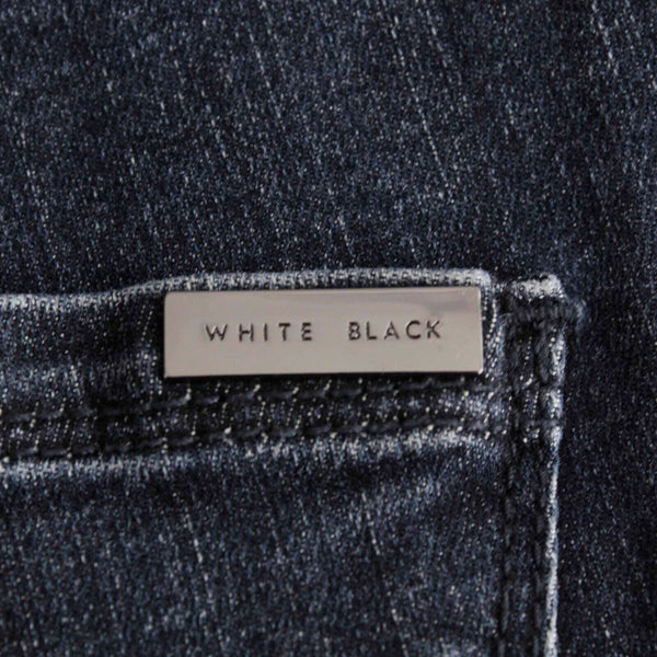 White Black The Skinny Ankle Sz 0 x 28 Black Faded Denim Stud Cotton Blend Jeans