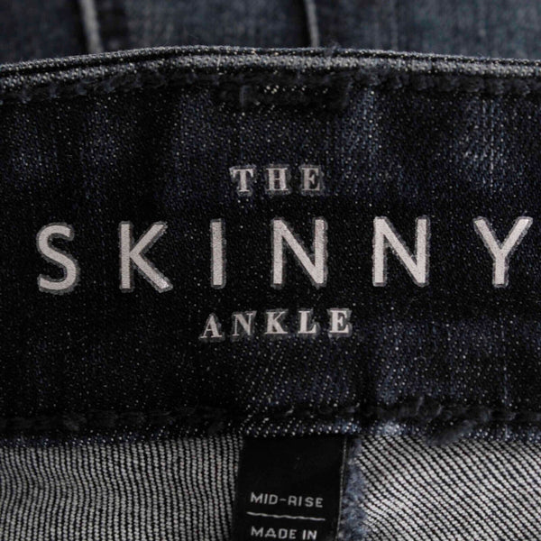 White Black The Skinny Ankle Sz 0 x 28 Black Faded Denim Stud Cotton Blend Jeans