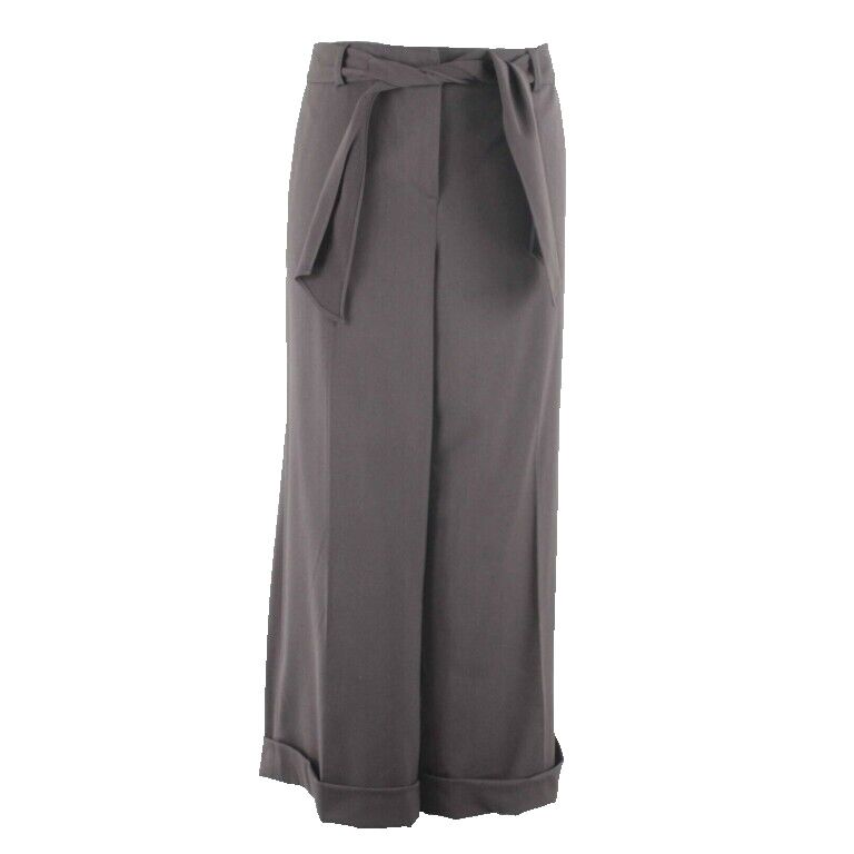 City Unltd. NEW $35 Sz 12 x 24 Brown Cuffed Sash Belt Polyester Blend Pant
