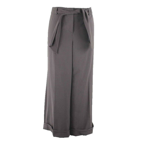 City Unltd. NEW $35 Sz 12 x 24 Brown Cuffed Sash Belt Polyester Blend Pant