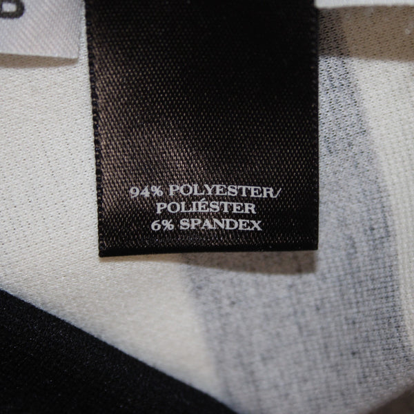 Ann Taylor Top Sz M Black White Blue Striped Pullover Polyester Spandex Top