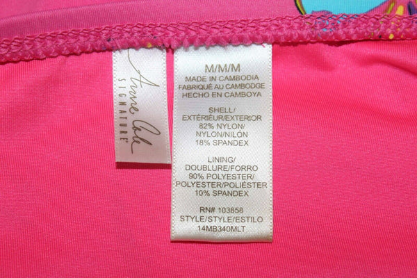 Anne Cole Signature Sz M Pink Umbrella Pattern Nylon Bld Bikini Bottom