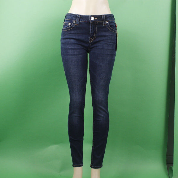 True Religion NEW $139 Sz 29 x 29 Dark Blue Denim Studs Skinny Cotton Blend Jean