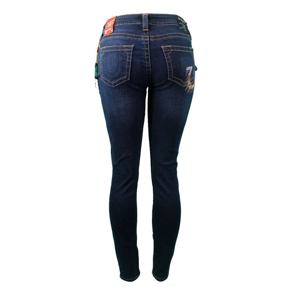 True Religion NEW $139 Sz 29 x 29 Dark Blue Denim Studs Skinny Cotton Blend Jean