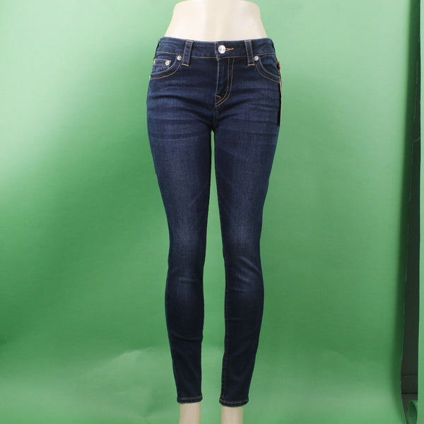 True Religion NEW $139 Sz 29 x 29 Dark Blue Denim Studs Skinny Cotton Blend Jean