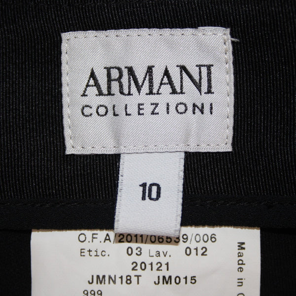 Armani Skirt Sz 10 Black Faux Waterfall Waist Wrap Detail Polyester Unline Skirt