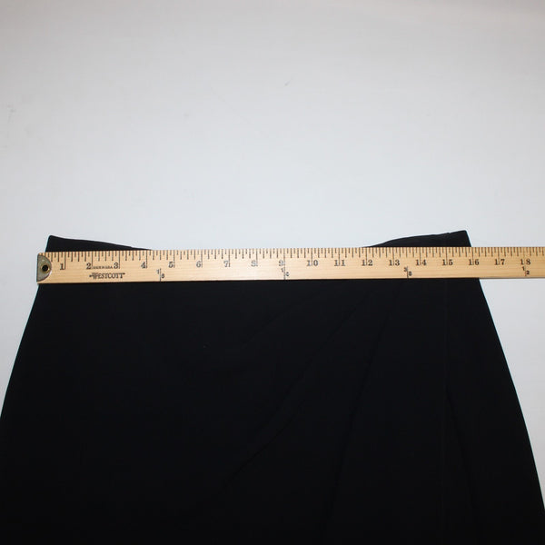 Armani Skirt Sz 10 Black Faux Waterfall Waist Wrap Detail Polyester Unline Skirt