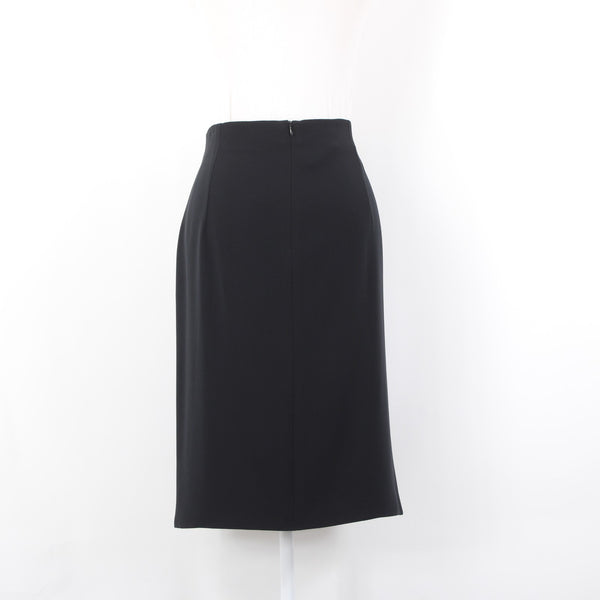 Armani Skirt Sz 10 Black Faux Waterfall Waist Wrap Detail Polyester Unline Skirt