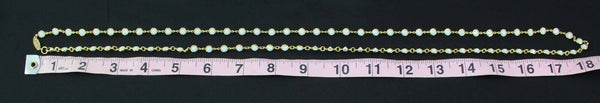 Tiger Lily White Glass Crystal Bezel Set in Gold 56" Chain