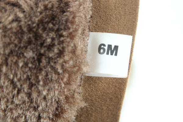 Joan Boyce Sz 6M Brown Black Strappy Rhinestone Faux Fur Suede Wedge Boot