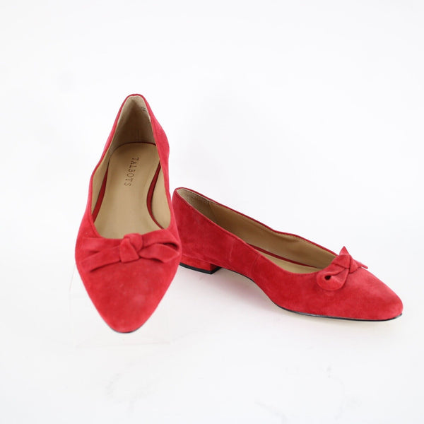Talbots NEW $129 Edison Knot Sz 7M Red Slip On Leather Upper Leather Inner Flats