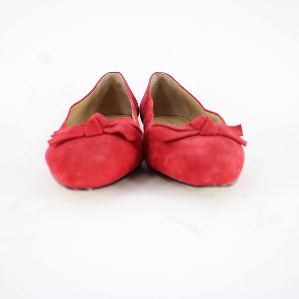 Talbots NEW $129 Edison Knot Sz 7M Red Slip On Leather Upper Leather Inner Flats