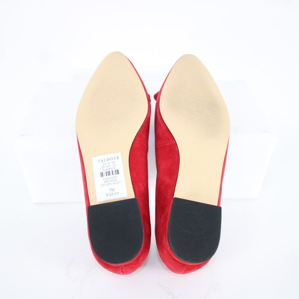Talbots NEW $129 Edison Knot Sz 7M Red Slip On Leather Upper Leather Inner Flats