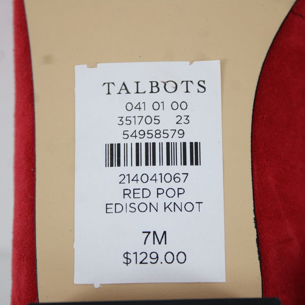 Talbots NEW $129 Edison Knot Sz 7M Red Slip On Leather Upper Leather Inner Flats