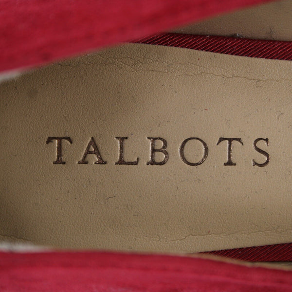 Talbots NEW $129 Edison Knot Sz 7M Red Slip On Leather Upper Leather Inner Flats