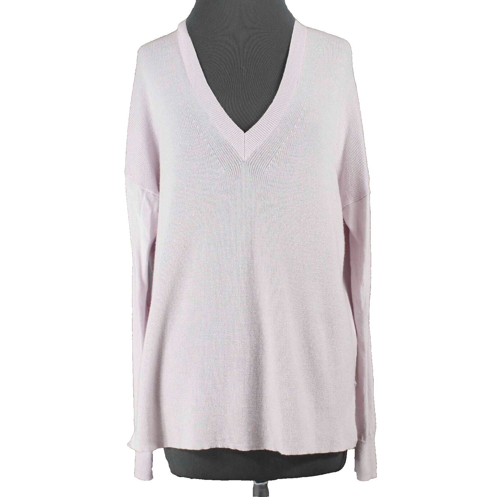 J Crew Sz M Lavender Split Side Drop Shoulder Pullover Merino Wool Blend Sweater