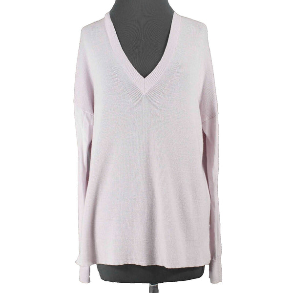J Crew Sz M Lavender Split Side Drop Shoulder Pullover Merino Wool Blend Sweater
