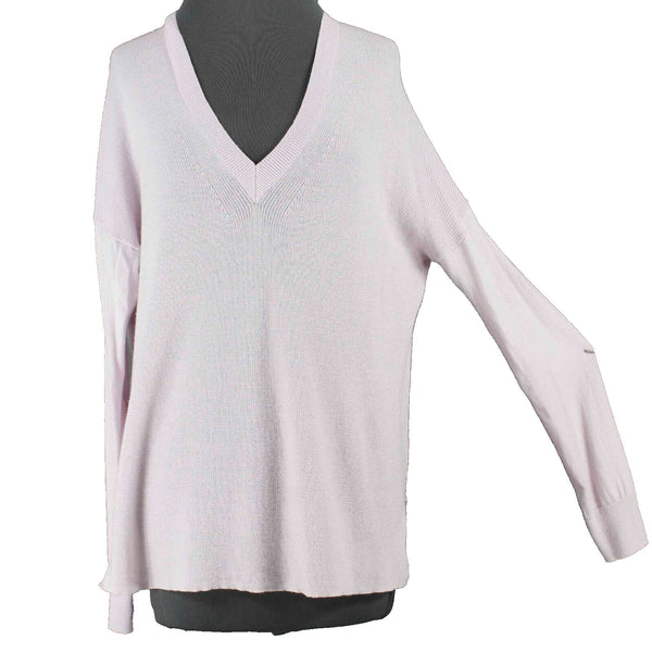 J Crew Sz M Lavender Split Side Drop Shoulder Pullover Merino Wool Blend Sweater