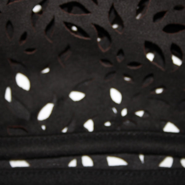 Thalia Sodi NEW Quito Sz M Deep Black Lined Laser Cut Faux Suede Polyester Dress