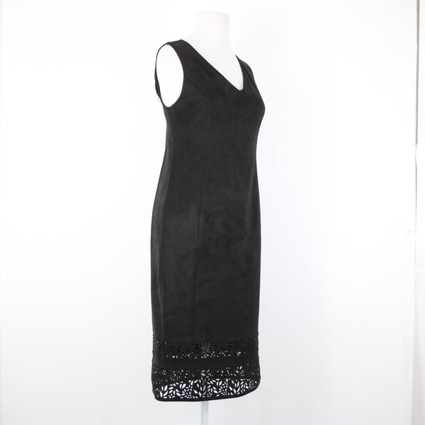 Thalia Sodi NEW Quito Sz M Deep Black Lined Laser Cut Faux Suede Polyester Dress