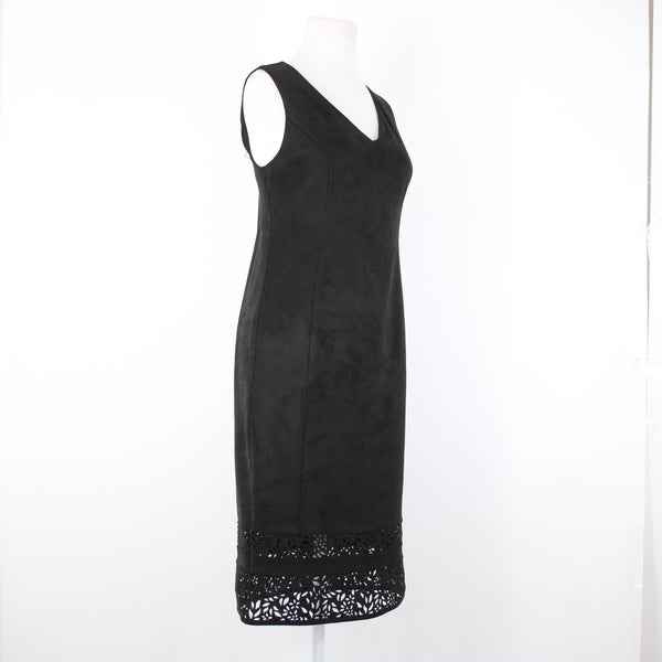 Thalia Sodi NEW Quito Sz M Deep Black Lined Laser Cut Faux Suede Polyester Dress