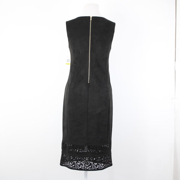 Thalia Sodi NEW Quito Sz M Deep Black Lined Laser Cut Faux Suede Polyester Dress