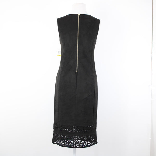 Thalia Sodi NEW Quito Sz M Deep Black Lined Laser Cut Faux Suede Polyester Dress