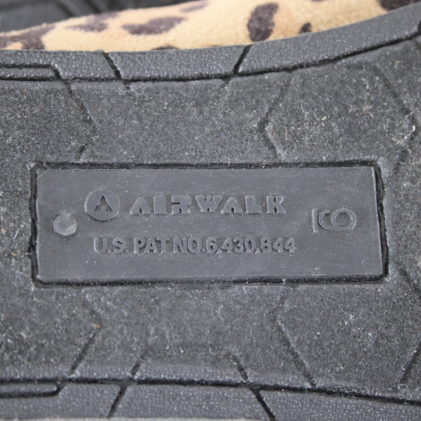 Airwalk Flats Sz 9 Brown Black Animal Print Slip On Fabric Faux Fur Flats