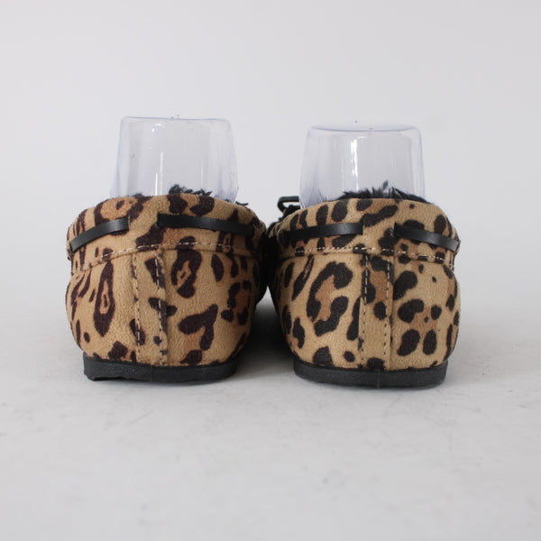 Airwalk Flats Sz 9 Brown Black Animal Print Slip On Fabric Faux Fur Flats