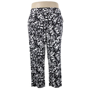 Saks Fifth NEW $190 Sport Sz 18 x 26 Black White Elastic Waist Cotton Pant