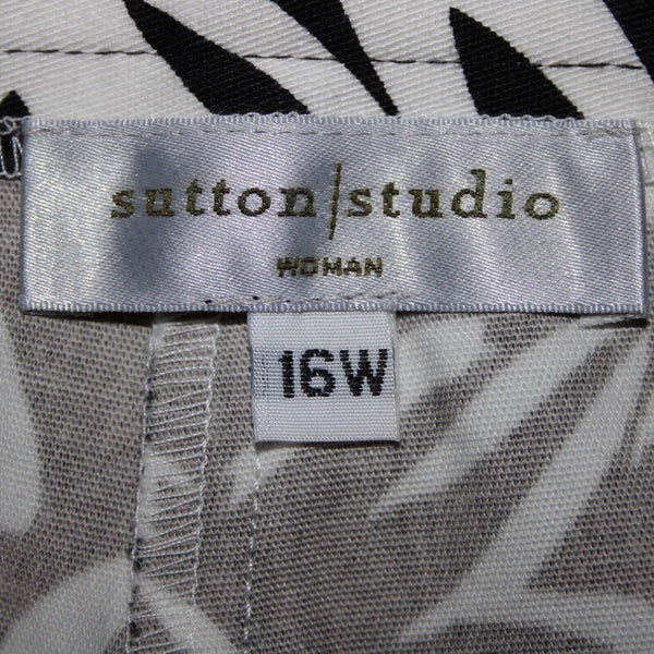 Saks Fifth NEW $190 Sport Sz 18 x 26 Black White Elastic Waist Cotton Pant