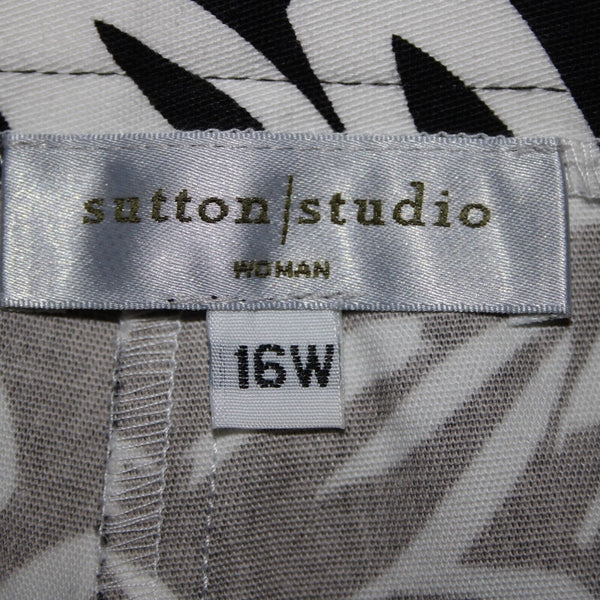Saks Fifth NEW $190 Sport Sz 18 x 26 Black White Elastic Waist Cotton Pant