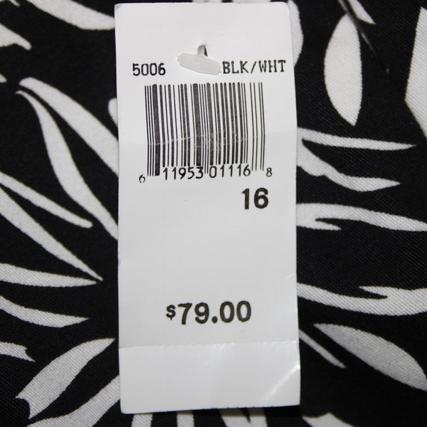 Saks Fifth NEW $190 Sport Sz 18 x 26 Black White Elastic Waist Cotton Pant