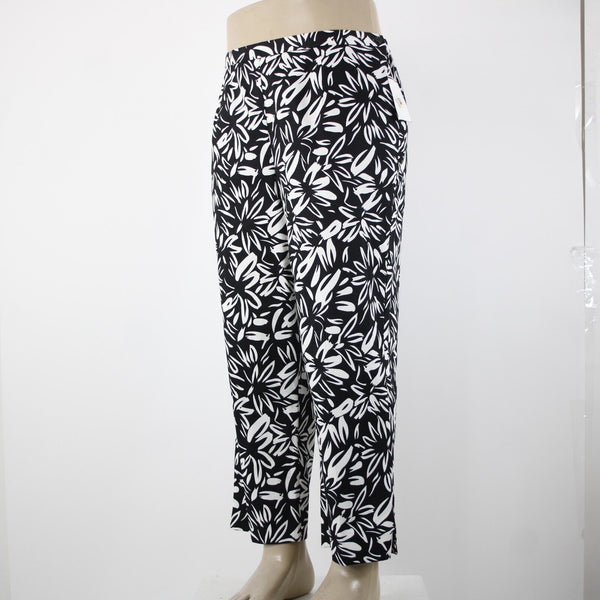 Saks Fifth NEW $190 Sport Sz 18 x 26 Black White Elastic Waist Cotton Pant