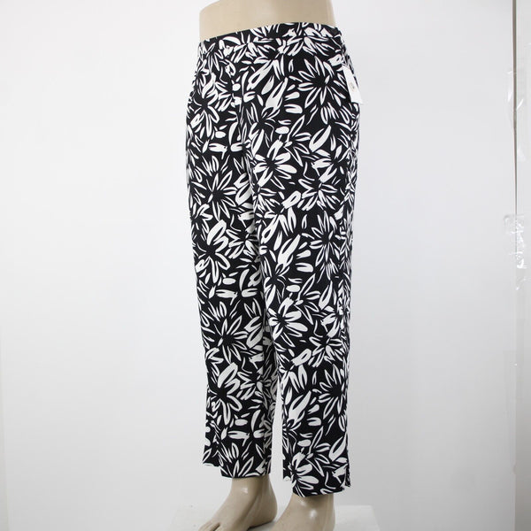 Saks Fifth NEW $190 Sport Sz 18 x 26 Black White Elastic Waist Cotton Pant