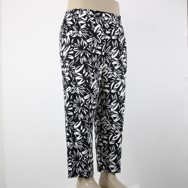 Saks Fifth NEW $190 Sport Sz 18 x 26 Black White Elastic Waist Cotton Pant