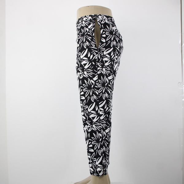 Saks Fifth NEW $190 Sport Sz 18 x 26 Black White Elastic Waist Cotton Pant