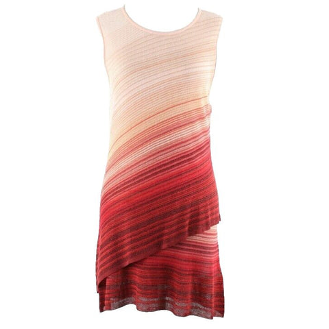 White House BM NEW $98 Sz LP Peach Gold Red Rayon Multi Sweater Knit Top
