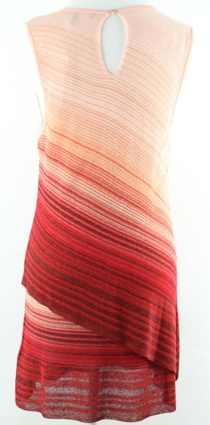 White House BM NEW $98 Sz LP Peach Gold Red Rayon Multi Sweater Knit Top