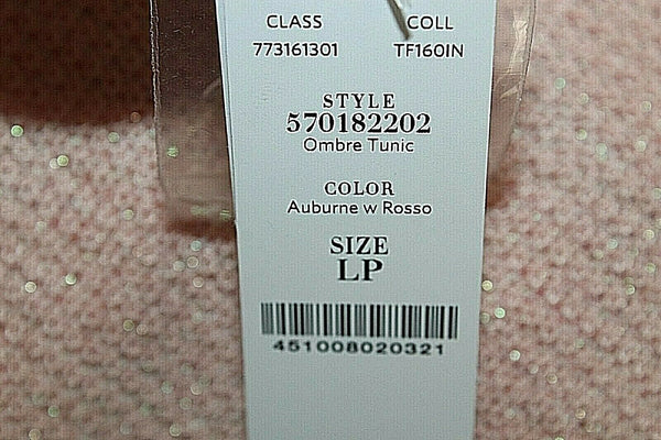 White House BM NEW $98 Sz LP Peach Gold Red Rayon Multi Sweater Knit Top