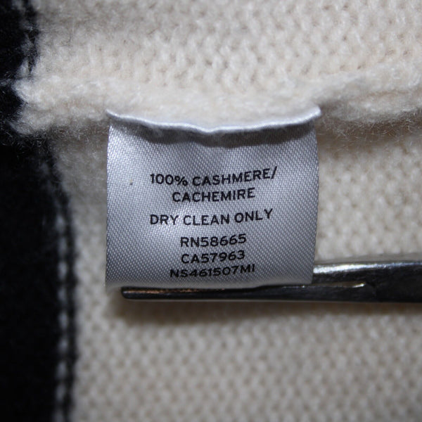 Nordstrom Signature Sz M Beige Black Oversized Turtleneck 100% Cashmere Sweater