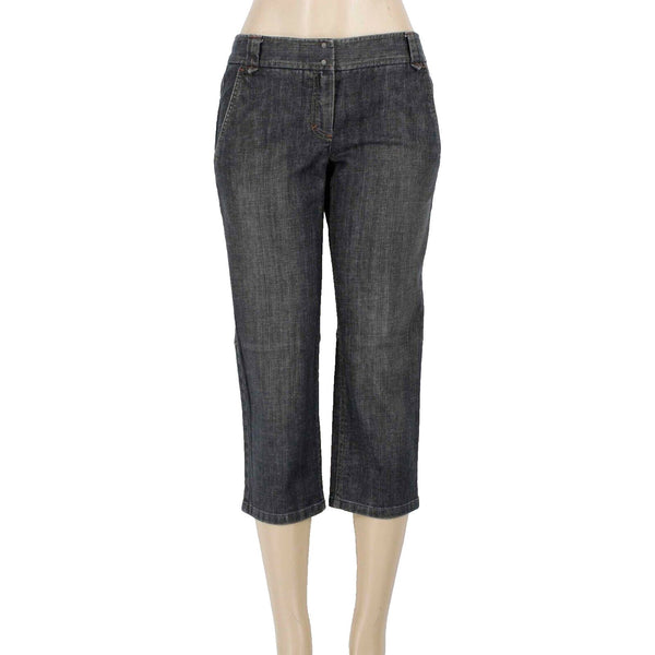 Theory Sz 6 X 22 Dark Blue Denim Pockets Cotton Polyurethane Capri Jeans