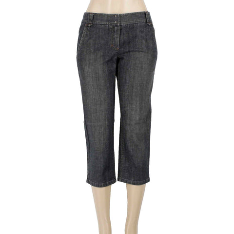 Theory Sz 6 X 22 Dark Blue Denim Pockets Cotton Polyurethane Capri Jeans